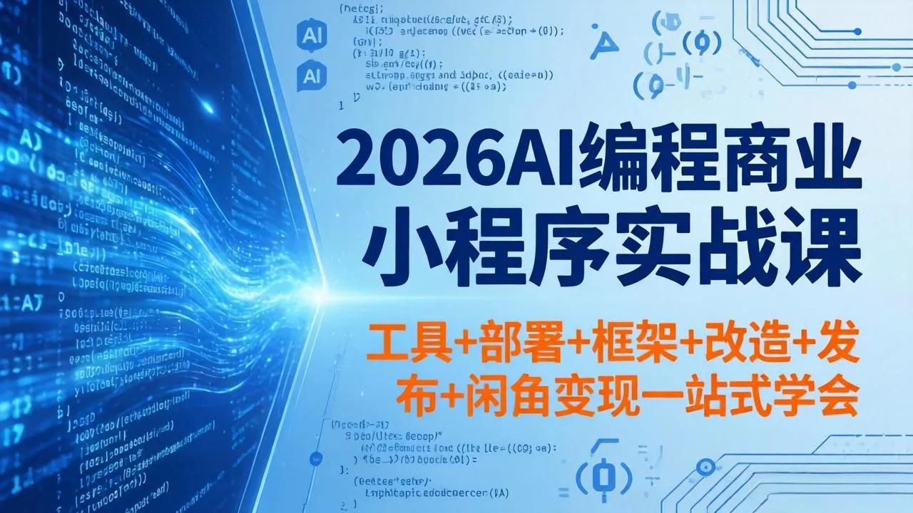 2026AI编程商业小程序实战课，工具+部署+框架+改造+发布+闲鱼变现一站式学会_抖汇吧