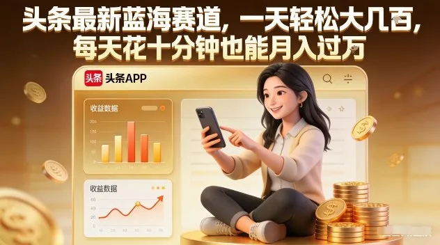 头条最新蓝海赛道，一天轻松大几张，每天花十分钟也能月入过1W【揭秘】_抖汇吧