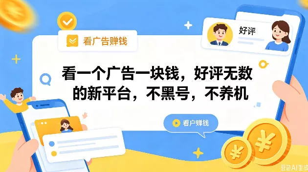 看一个广告一块钱，好评无数的新平台，不黑号，不养机，一撸几十块钱还是不错的【揭秘】_抖汇吧