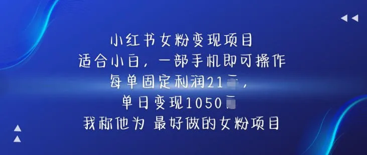 小红书女粉变现项目，单日变现1k+，最好做的女粉项目_抖汇吧