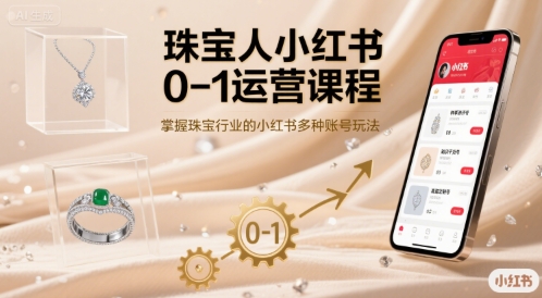 珠宝人小红书0-1运营课程，掌握珠宝行业的小红书多种账号玩法_抖汇吧