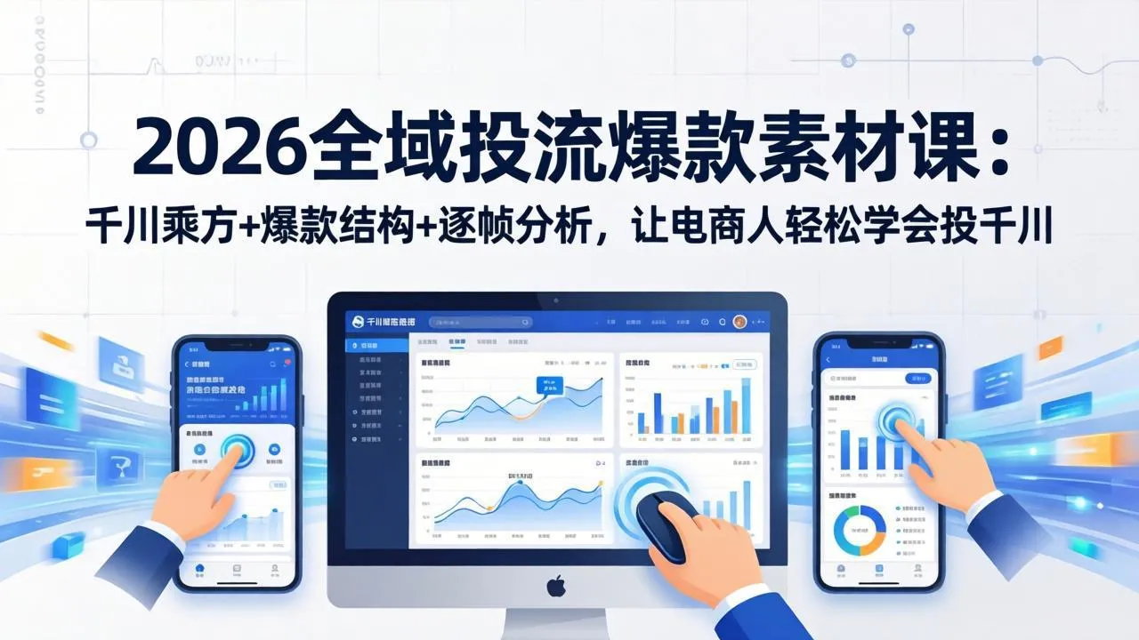 2026全域投流爆款素材课：千川乘方+爆款结构+逐帧分析，让电商人轻松学会投千川_抖汇吧