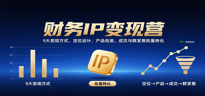 财务IP变现营：9大变现方式、定位设计、产品包装，成交与群发售批量转化_抖汇吧