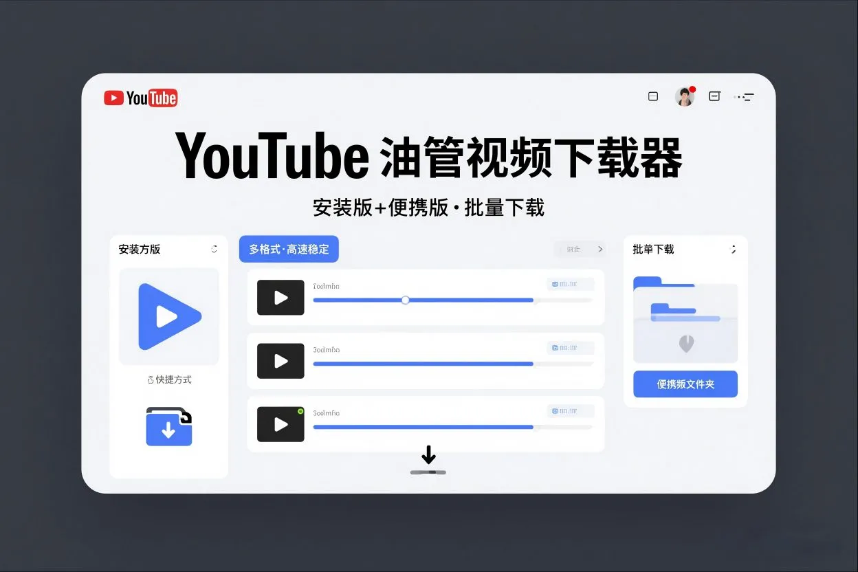 YouTube油管视频下载器安装版+便携版，可以批量下载多个视频_抖汇吧
