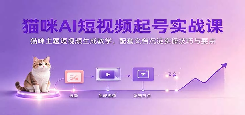 猫咪AI短视频起号实战课：猫咪主题短视频生成教学，配套文档沉淀实操技巧与要点_抖汇吧