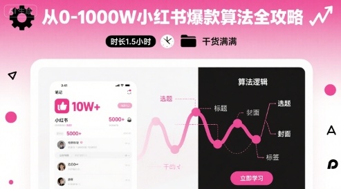 从0-1000W小红书爆款算法全攻略，时长1.5小时，干货满满_抖汇吧