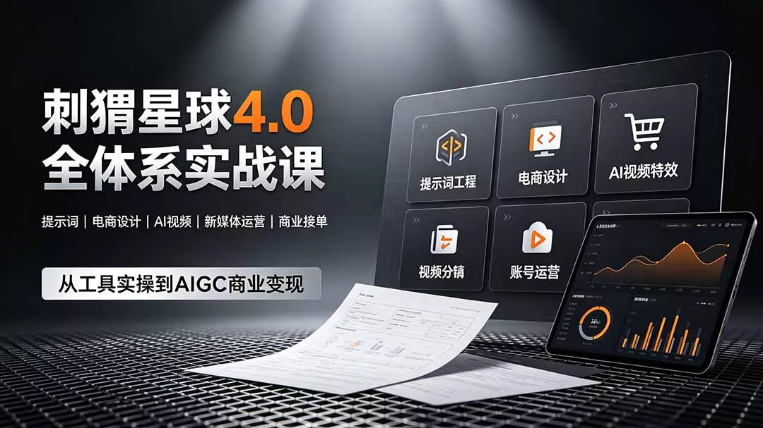 刺猬星球4.0全体系实战课，覆盖提示词工程、电商设计、AI视频特效与新媒体运营，一站式掌握AIGC商业核心技能_抖汇吧