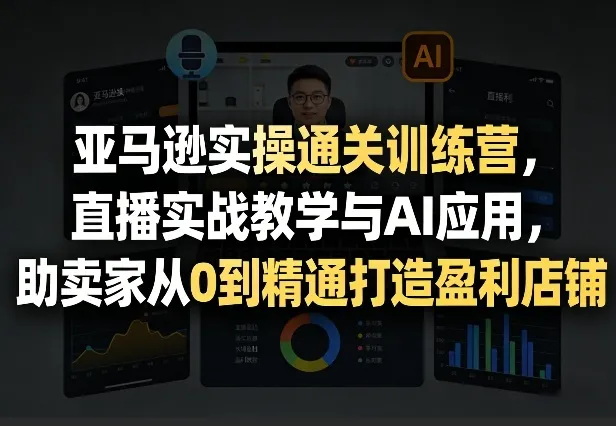 亚马逊实操通关训练营，直播实战教学与AI应用，助卖家从0到精通打造盈利店铺(更新4月17日)_抖汇吧