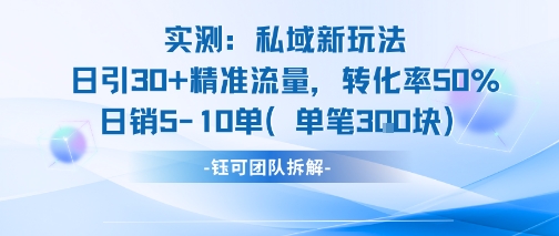实测私域新玩法日引30加精准流量转化率50%日销5-10单每笔3张_抖汇吧
