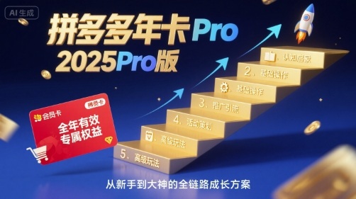 拼多多年卡2025Pro版，五大板块从认知到基础、从推广到活动、从活动到玩法_抖汇吧