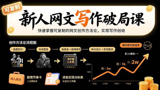 （15688期）新人网文写作破局课：快速掌握可复制的网文创作方法论，实现写作创收_抖汇吧
