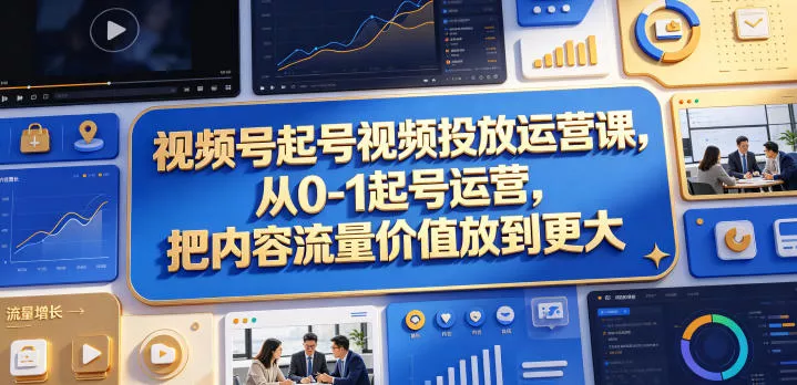 视频号起号视频投放运营课，从0-1起号运营，把内容流量价值放到更大_抖汇吧