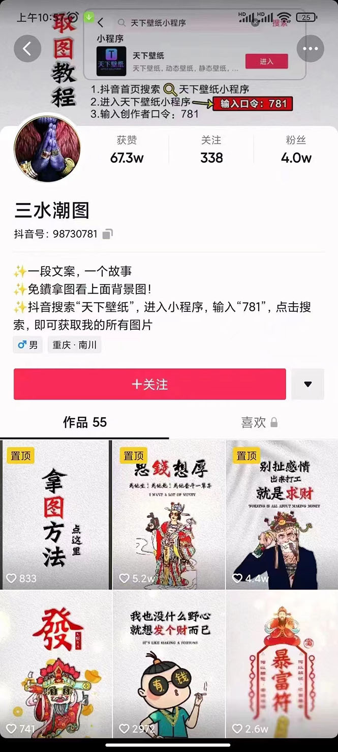国潮壁纸变现项目：新手可操作日赚300+（素材+软件+教程）_抖汇吧