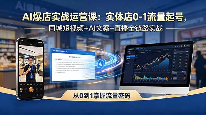 AI爆店实战运营课：实体店0-1流量起号，同城短视频+AI文案+直播全链路实战_抖汇吧