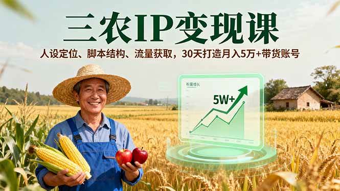 （16044期）三农IP变现课，人设定位、脚本结构、流量获取，30天打造月入5万+带货账号_抖汇吧