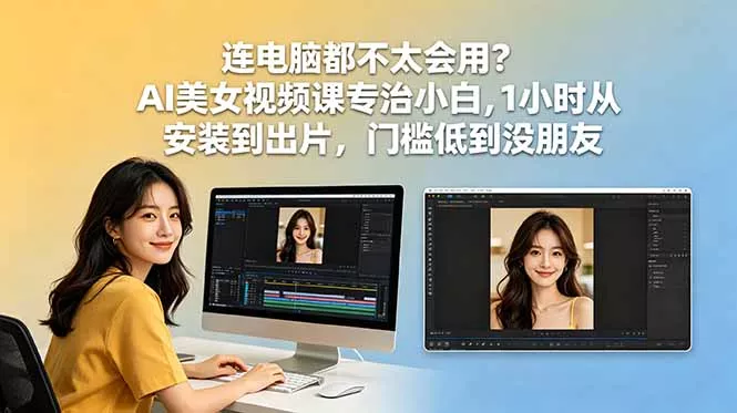连电脑都不太会用？AI美女视频课专治小白，1小时从安装到出片，门槛低到没朋友_抖汇吧
