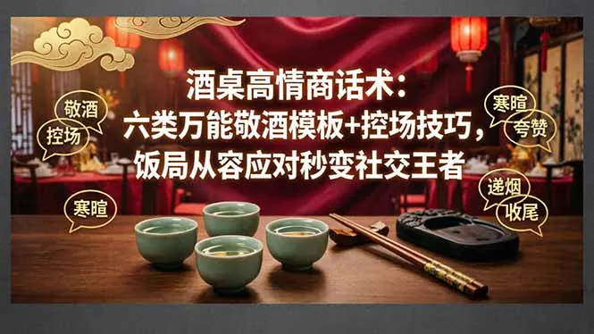 付费文章：酒桌高情商话术：六类万能敬酒模板+控场技巧，饭局从容应对秒变社交王者_抖汇吧