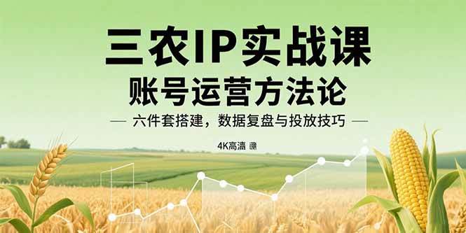 （15864期）三农IP实战课：账号运营方法论，六件套搭建，数据复盘与投放技巧_抖汇吧