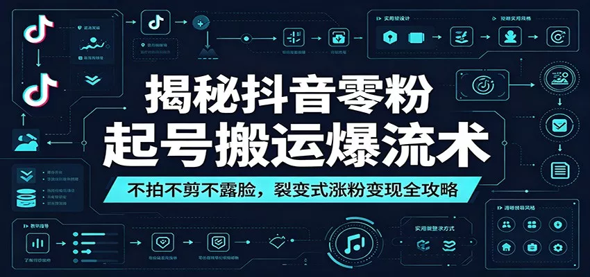 揭秘抖音零粉起号搬运爆流术：不拍不剪不露脸，裂变式涨粉变现全攻略_抖汇吧