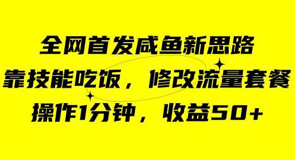 咸鱼冷门新玩法，靠“技能吃饭”，修改流量套餐，操作1分钟，收益50【揭秘】_抖汇吧