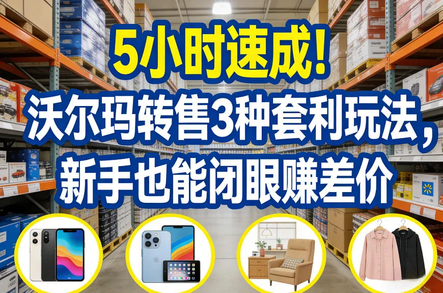 5小时速成！沃尔玛转售3种套利玩法，新手也能闭眼賺差价_抖汇吧