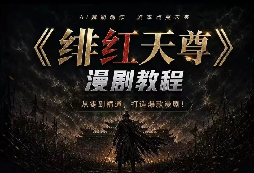 绯红天尊AI漫剧系统教程|从零入门到精通,工具运用+剧本创作+爆款逻辑+提示词素材+镜头剪辑,全套爆款漫剧落地实战课