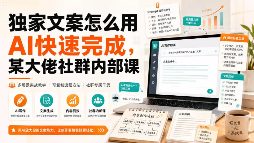 独家文案怎么用AI快速完成，某大佬社群内部课_抖汇吧
