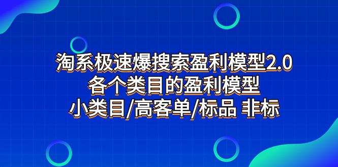 淘系极速搜索盈利模型2.0，揭示各类目标品和非标品的盈利模型，发现小类目的高客单秘诀_抖汇吧