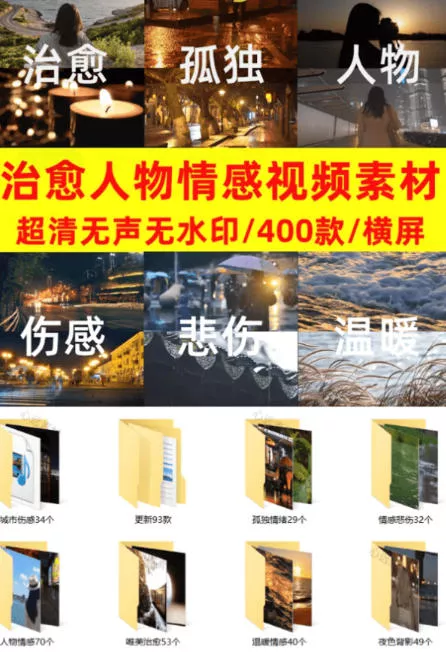 爆款短视频常用视频素材！抖音治愈伤感人物情感视频素材，400款合集，无声无水印，视频感氛围拉满_抖汇吧