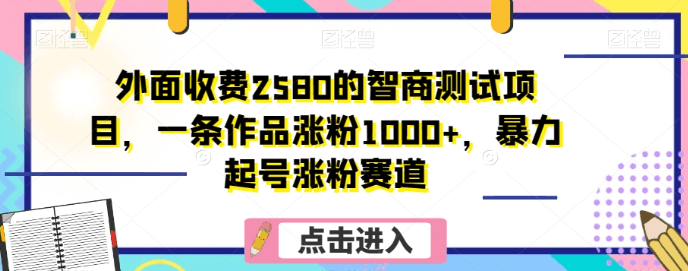 外面收费2580的智商测试项目，一条作品涨粉1000+，暴力起号涨粉赛道【揭秘】_抖汇吧