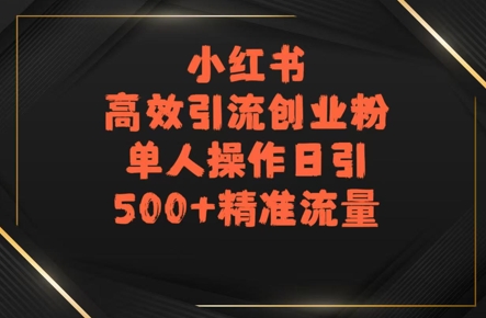 小红书高效引流创业粉，单人操作日引500+精准流量_抖汇吧
