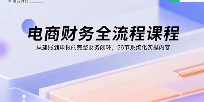 （15893期）电商财务全流程课程：从建账到申报的完整财务闭环，26节系统化实操内容_抖汇吧