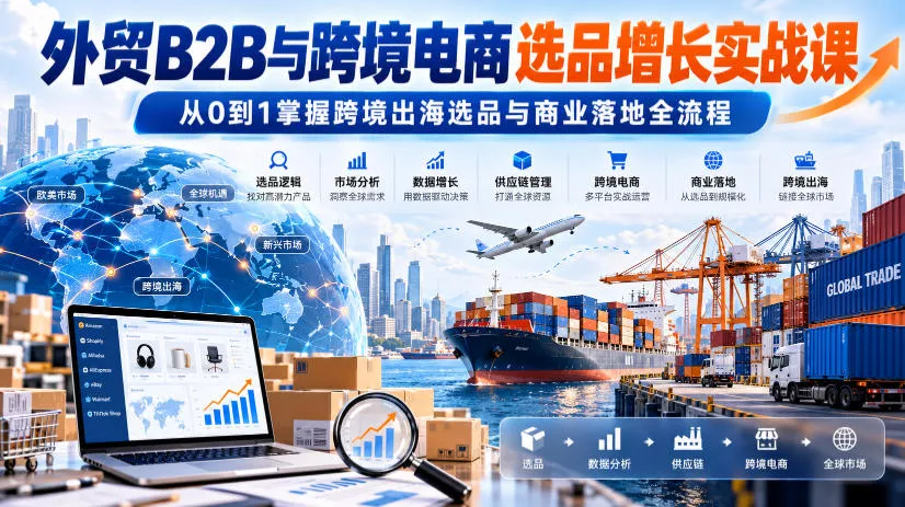 外贸B2B与跨境电商选品增长实战课，从0到1掌握跨境出海选品与商业落地全流程_抖汇吧