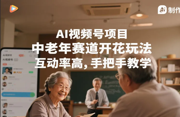 AI视频号项目，中老年赛道开花玩法，互动率高，手把手教学_抖汇吧