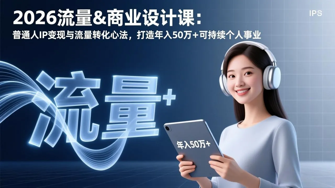 2026流量&商业设计课：普通人IP变现与流量转化心法，打造年入50万+可持续个人事业_抖汇吧