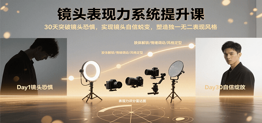 镜头表现力系统提升课，30天突破镜头恐惧实现自信蜕变，塑造独一无二表现风格_抖汇吧