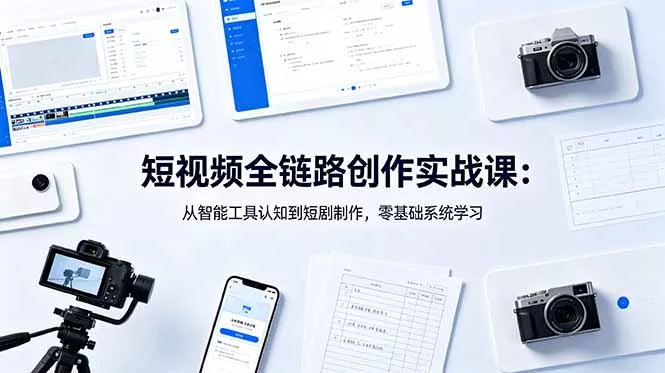 短视频全链路创作实战课:从智能工具认知到短剧制作,零基础系统学习_抖汇吧