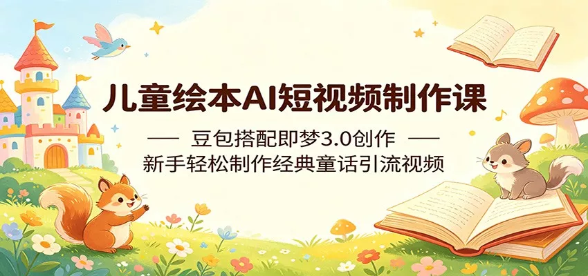 儿童绘本AI短视频制作课:豆包搭配即梦3.0创作,新手轻松制作经典童话引流视频_抖汇吧