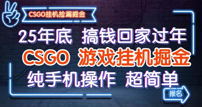 （16343期）25年底搞钱回家过年，CSGO游戏挂机掘金，纯手机操作超简单_抖汇吧