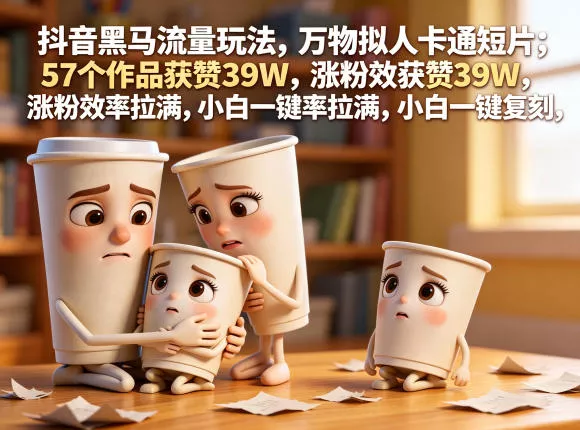 抖音黑马流量玩法，万物拟人卡通短片，57个作品获赞39W，涨粉效率拉满，小白一键复刻，保姆级拆解_抖汇吧