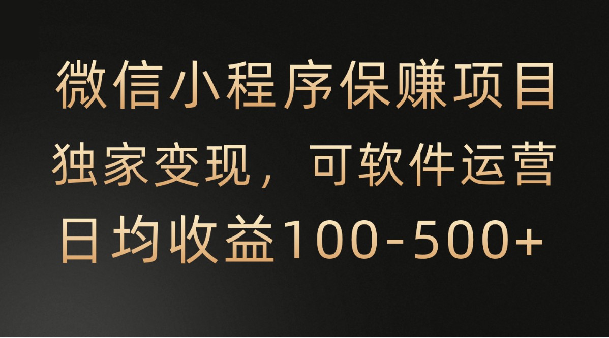 微信小程序，腾讯保赚项目，可软件自动运营，日均100-500+收益有保障_抖汇吧