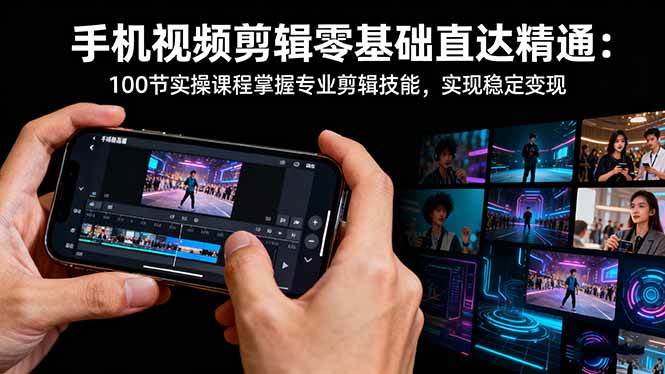 （16466期）手机视频剪辑零基础直达精通：100节实操课程掌握专业剪辑技能，实现稳…_抖汇吧