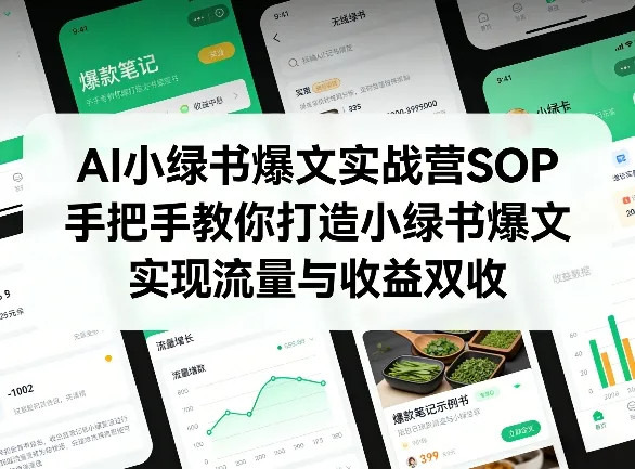 AI小绿书爆文实战营SOP，手把手教你打造小绿书爆文，实现流量与收益双收_抖汇吧