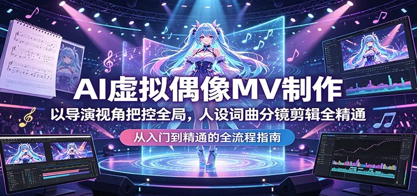 AI虚拟偶像MV制作：以导演视角把控全局，人设词曲分镜剪辑全精通_抖汇吧