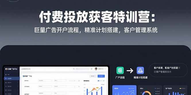 （15426期）付费投放获客特训营：巨量广告开户流程，精准计划搭建，客户管理系统_抖汇吧