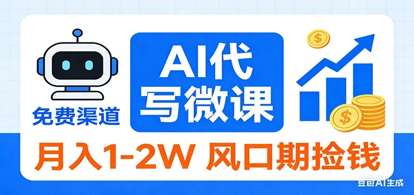 2026告别打工!AI 代写微课,提供免费渠道,月入 1-2W 风口期捡钱_抖汇吧