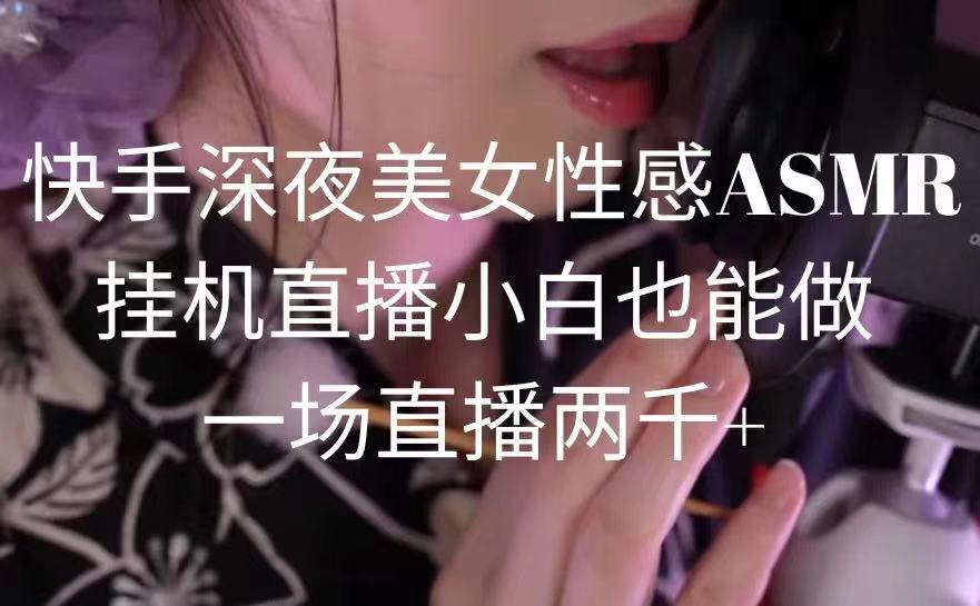 快手深夜美女狐媚ASMR挂机直播，小白也能做，一场直播两千+_抖汇吧