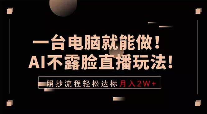 一台电脑就能做！AI不露脸直播玩法，照抄流程轻松达标月入2W+_抖汇吧