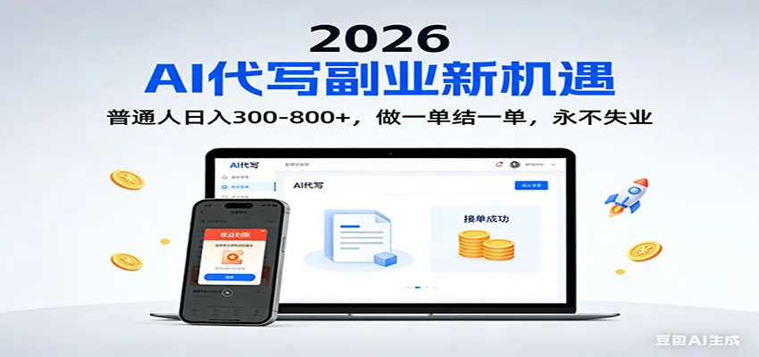 2026 副业首选！AI 代写日入 300-800，普通人0门槛，做一单结一单！_抖汇吧