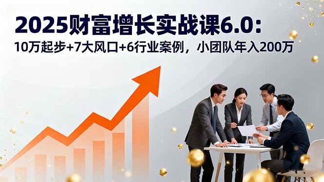 （16004期）2025财富增长实战课6.0：10万起步+7大风口+6行业案例，小团队年入200万_抖汇吧